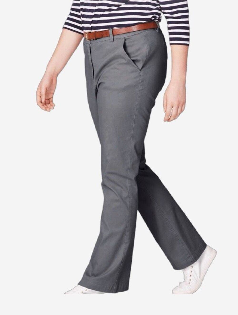 Avenue Gray Straight Leg Chino Pants Womens Size 24W NEW WITH TAGS
